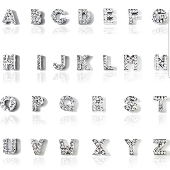 Alphabet Letter Slide 3D Bling Charms 10mm - Picture 2 of 6